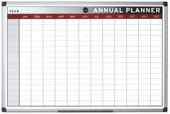 Bi-Office Annual Magnetic Whiteboard Planner Aluminium Frame 900x600mm DD