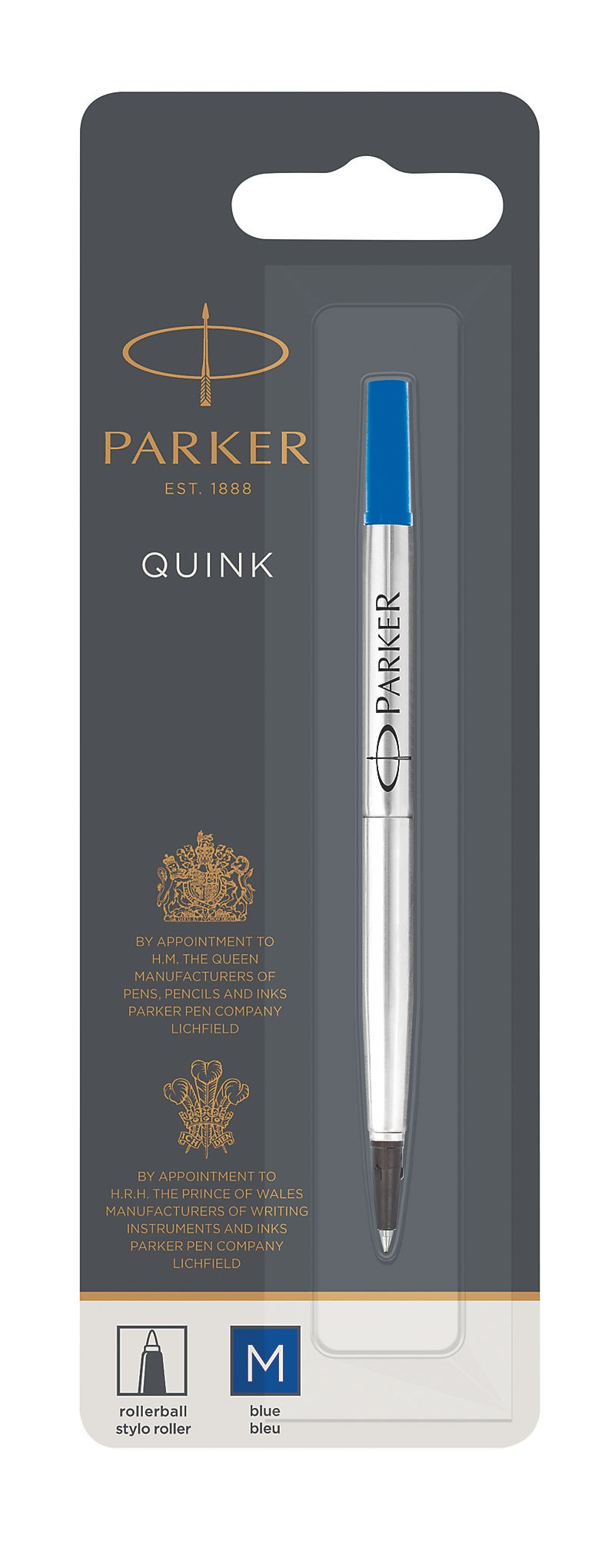 Parker Quink Rollerball Refill for Rollerball Pens Medium Blue (Single Refill)
