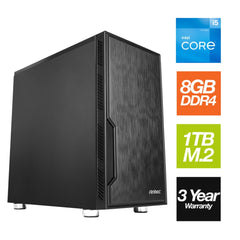 Antec Chassis, Intel i5 12600 12th Gen 6 Core 12 Thread, 2.50GHz (4.40GHz Boost), 8GB DDR4 RAM, 1TB NVMe M.2 - Pre-Built PC
