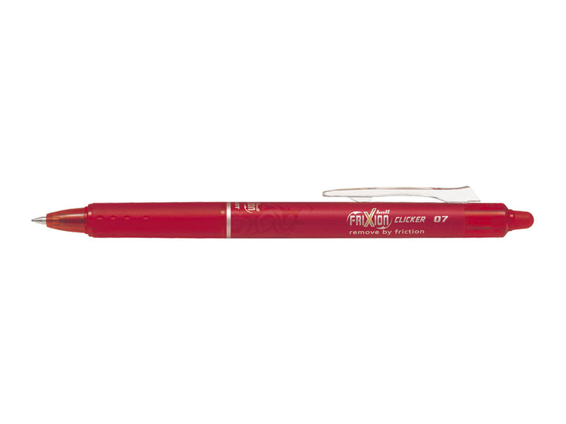Pilot FriXion Clicker Erasable Retractable Gel Rollerball Pen 0.7mm Tip 0.35mm Line Red (Pack 12)