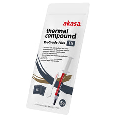 AKASA AK-T565-5G T5 Pro-Grade+ Thermal Compound Syringe, 5g, Grey, Ultra-Performance with Hybrid Silicone & Nano-Diamond Particles, Non-Curing, Non-Electrically Conductive, Includes Spreader & Cleaning Wipes