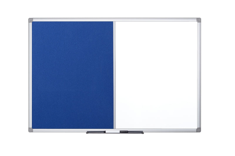 Bi-Office Maya Combination Board Blue Felt/Magnetic Whiteboard Aluminium Frame 1200x900mm DD