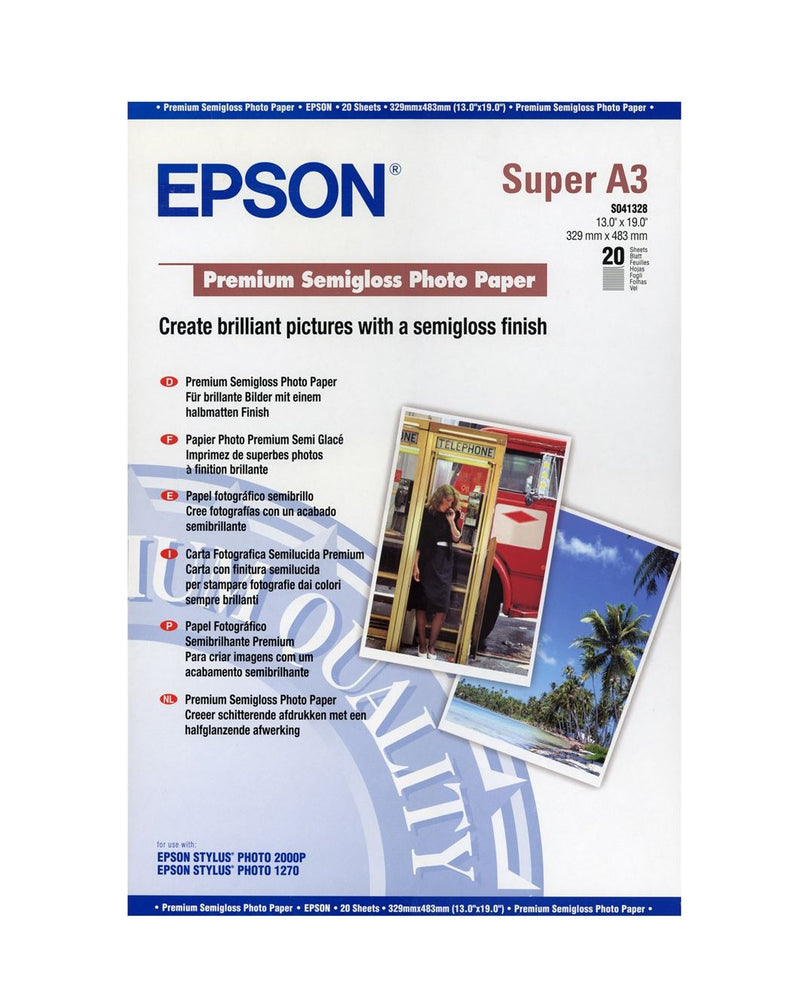 Epson A3 Plus Semi Gloss Photo Paper 20 Sheets - C13S041328