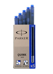 Parker Quink Long Ink Refill Cartridge for Fountain Pens Blue (Pack 5)