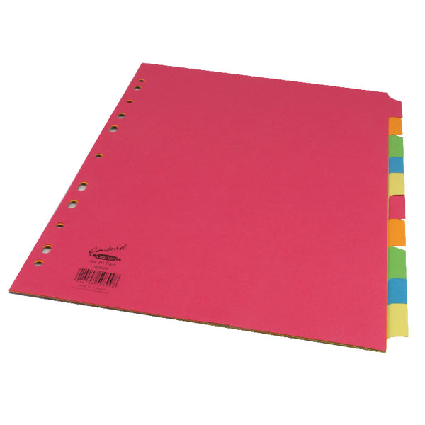 Concord Divider 10 Part A4 160gsm Board Bright Assorted Colours