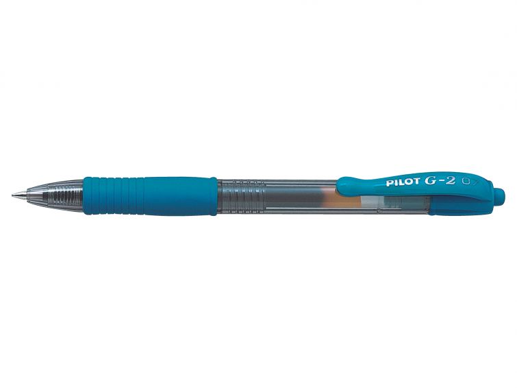 Pilot G-207 Retractable Gel Rollerball Pen 0.7mm Tip 0.39mm Line Light Blue (Pack 12)