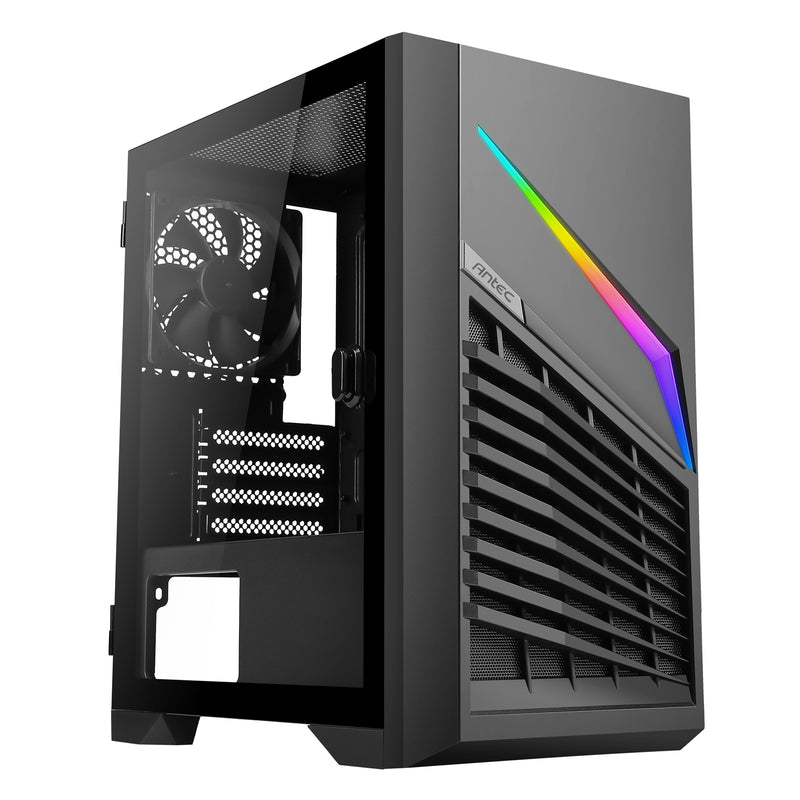 ANTEC DP31 Case, Gaming, Black, Mini Tower, 1 x USB 3.0 / 2 x USB 2.0, Tempered Glass Side Window Panels, Addressable RGB LED Lighting, Micro ATX, Mini-ITX