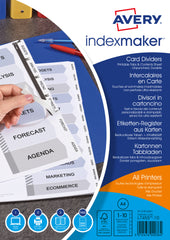 Avery Indexmaker Divider 10 Part A4 Unpunched 190gsm Card White with White Mylar Tabs 01816061