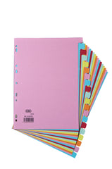 Elba Coloured Card Dividers A4 Euro Punched 20 Part