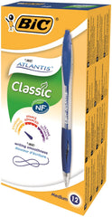 Bic Atlantis Retractable Ballpoint Pen 1mm Tip 0.32mm Line Blue (Pack 12)