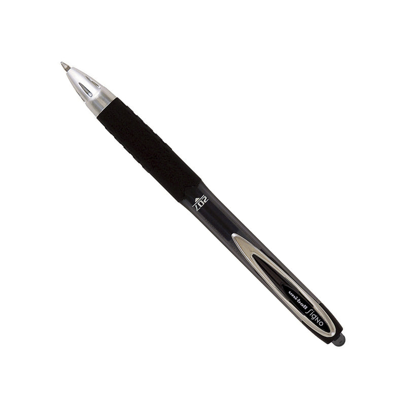 uni-ball Signo 207 UMN-207 Retractable Gel Rollerball Pen 0.7mm Tip 0.4mm Line Black (Pack 12)