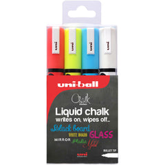 Uni-Ball Chalk Marker Bullet Tip Medium Assorted Colours (Pack 4)