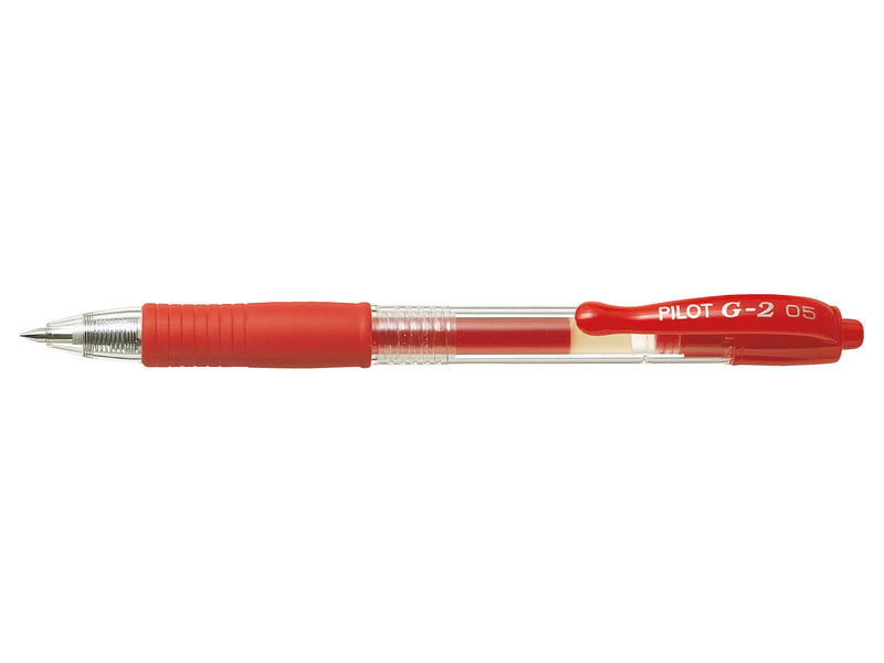 Pilot G-205 Retractable Gel Rollerball Pen 0.5mm Tip 0.32mm Line Red (Pack 12)