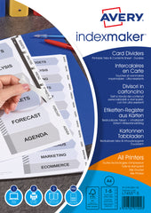 Avery Indexmaker Divider 5 Part A4 Punched 190gsm Card White with White Mylar Tabs 01810061