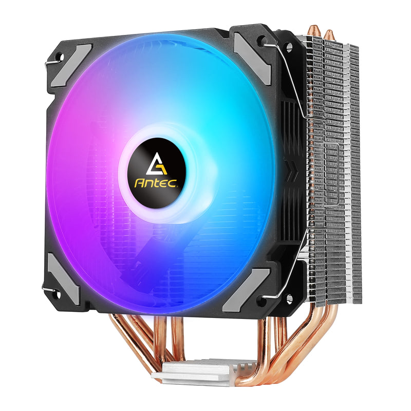 ANTEC A400i Fan CPU Cooler, Universal Socket, 120mm Neon Light Effect Silent RGB PWM Fan, 1800RPM, 4 Direct-Touch Copper Heatpipes, Intel LGA 1700 Bracket Included