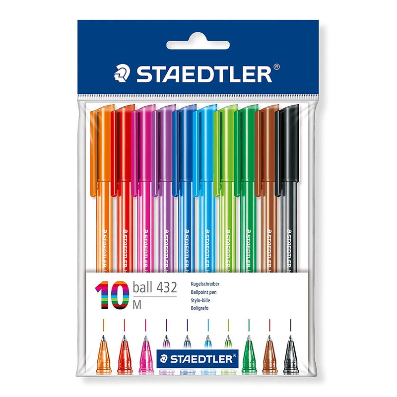 Staedtler Rainbow Ballpoint Pen 0.5mm Line Assorted Colours (Pack 10)