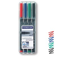 Staedtler Lumocolor OHP Pen Permanent Fine 0.6mm Line Assorted Colours (Pack 4) 318WP4