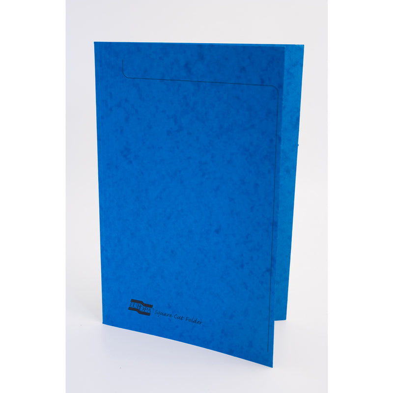 Europa Square Cut Folder Pressboard A4 265gsm Blue (Pack 50)