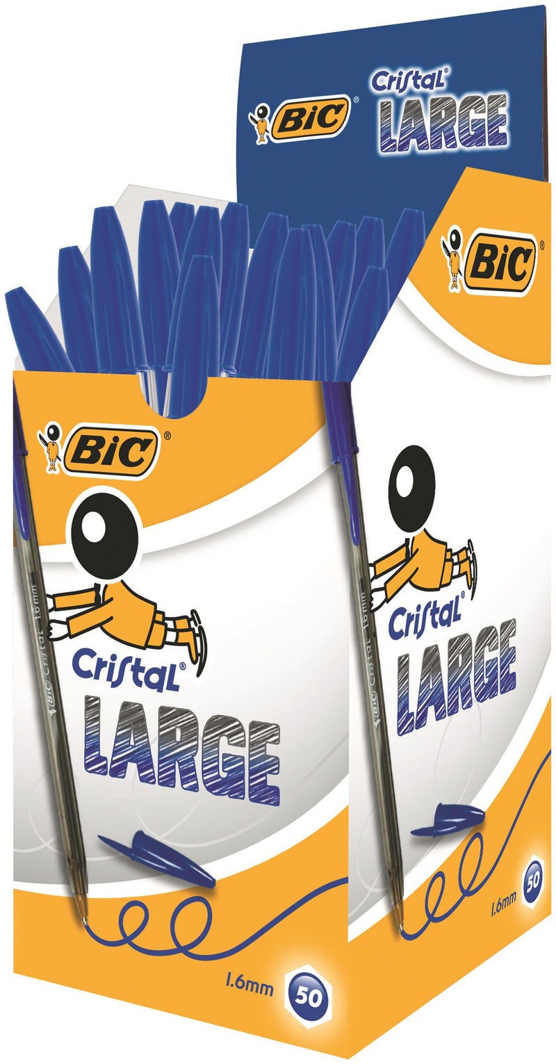 Bic Cristal Ballpoint Pen 1.6mm Tip 0.42mm Line Blue (Pack 50)