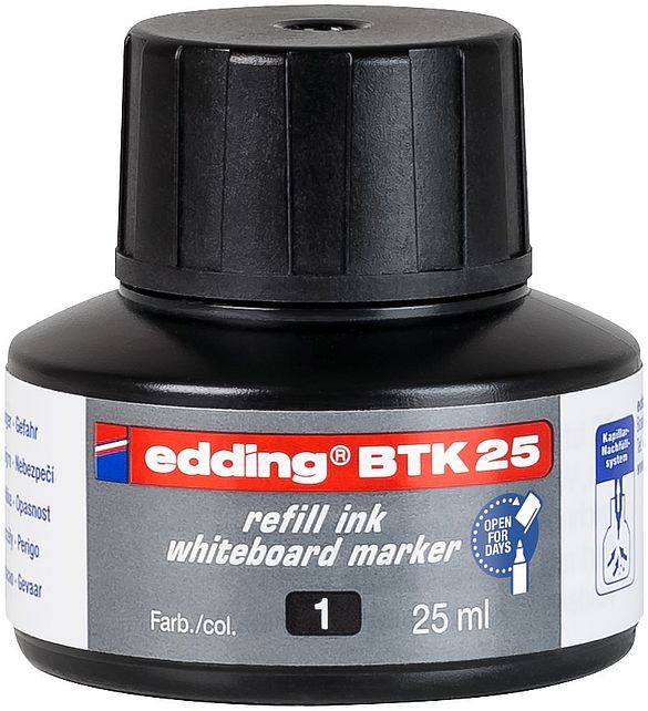 edding BTK 25 Bottled Refill Ink for Whiteboard Markers 25ml Black