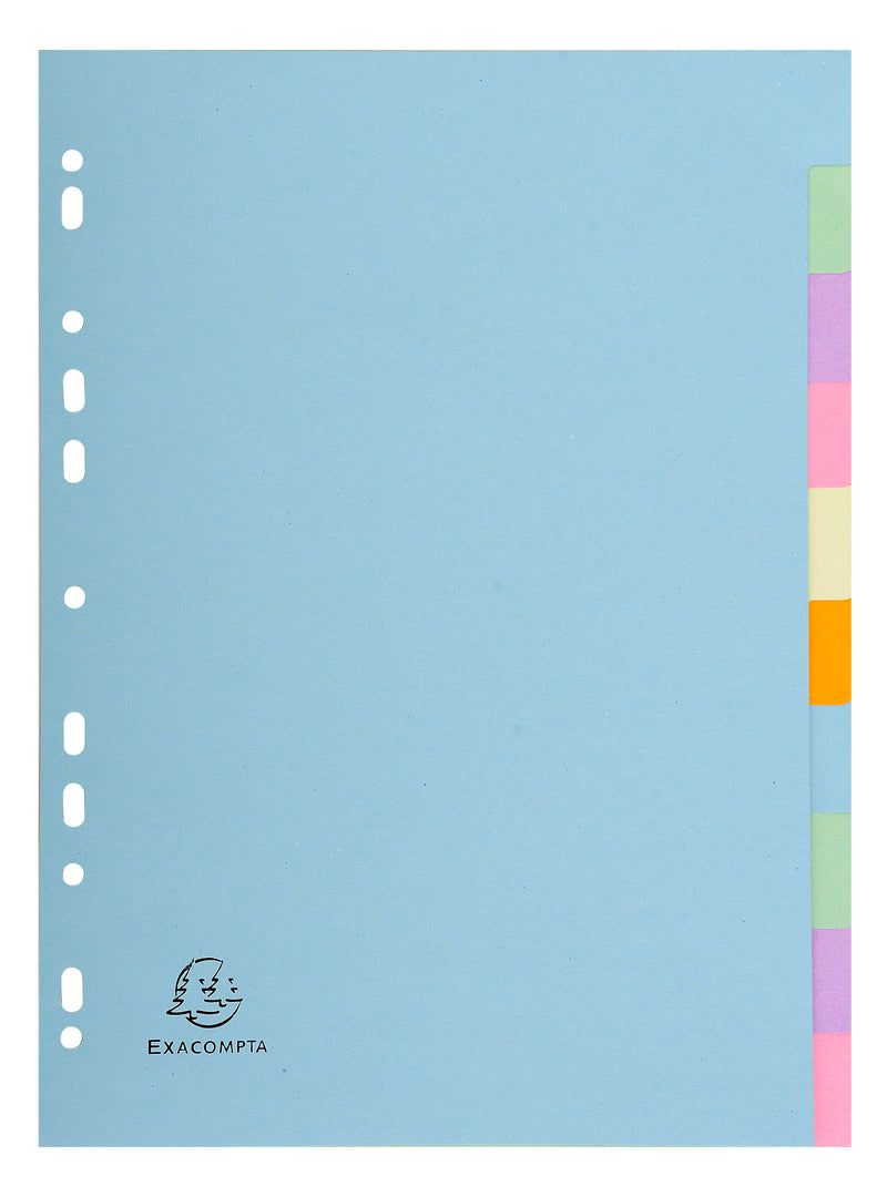 Exacompta Forever Recycled Divider 10 Part A4 170gsm Card Assorted Colours