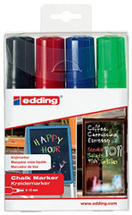 Edding 4090 Chalk Marker Chisel Tip 4-15mm Line Assorted Colours (Pack 4)