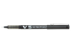 Pilot V5 Hi-Tecpoint Liquid Ink Rollerball Pen 0.5mm Tip 0.3mm Line Black (Pack 20)