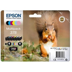 Epson 378 Squirrel Black CMY Colour Standard Capacity Ink Cartridge 5.5ml 3 x 4ml 2 x 5ml - C13T37884010