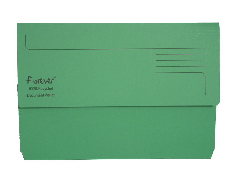 Exacompta Forever Document Wallet Manilla Foolscap Half Flap 290gsm Green (Pack 25)