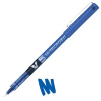 Pilot V5 Hi-Tecpoint Liquid Ink Rollerball Pen 0.5mm Tip 0.3mm Line Blue (Pack 12)
