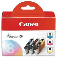 Canon CLI8 Cyan Magenta Yellow Standard Capacity Ink Cartridge 3 x 13ml Multipack - 0621B029