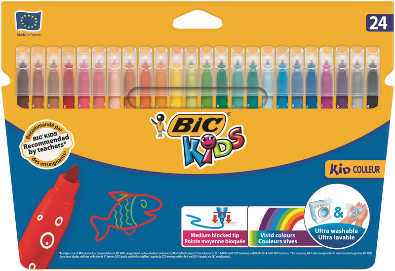 Bic Kids Couleur Felt Tip Colouring Pen Assorted Colours (Pack 24)